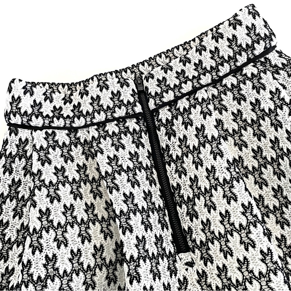 MAJE Josy Pleated Black and White Lace Midi Skirt - Picture 7 of 15